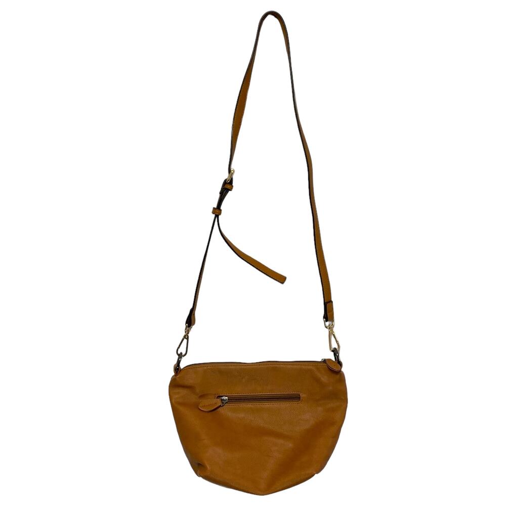 Inzi Faux Leather Adjustable Crossbody Bag Brown Medium Minimalist Timeless